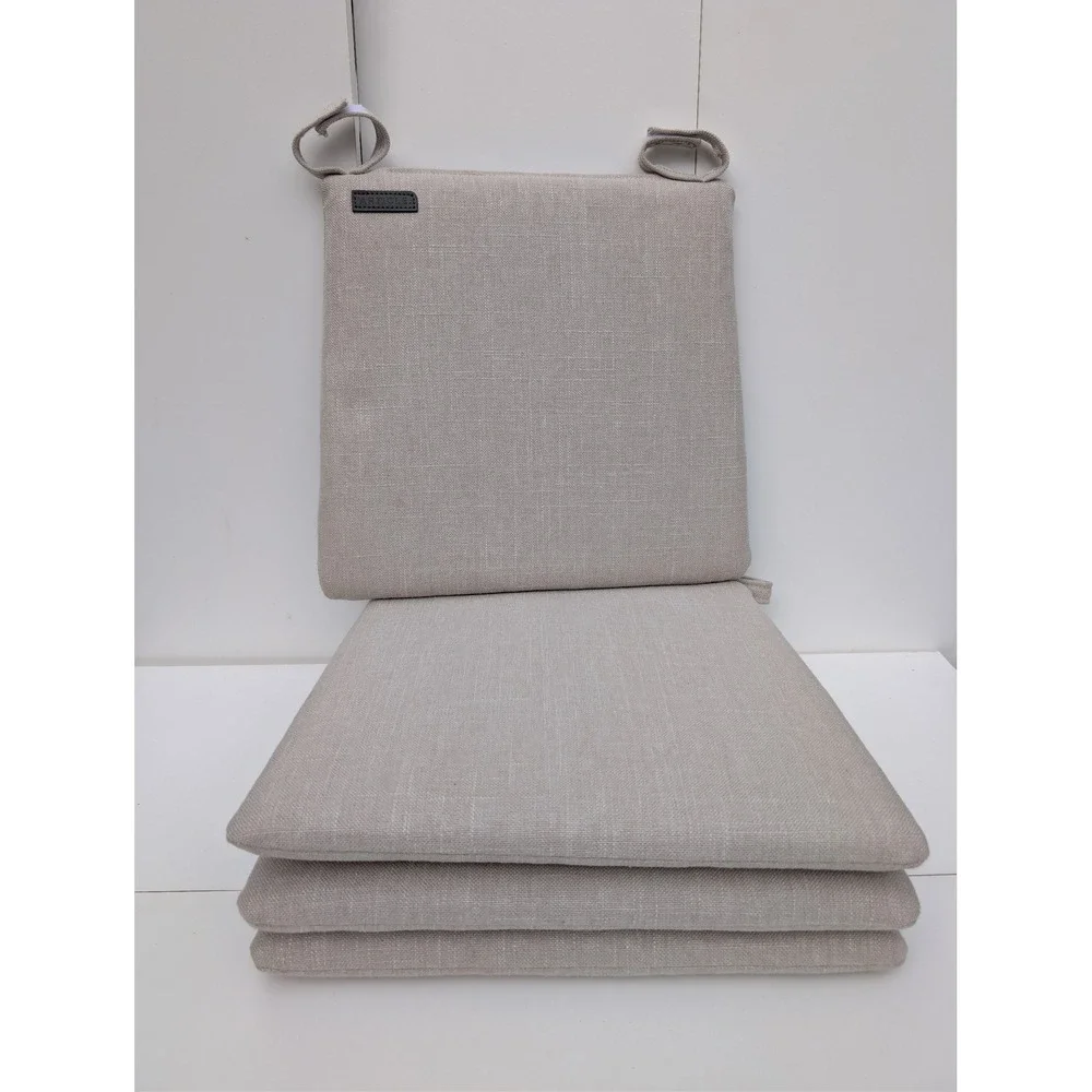 Article Wanda Beige Textured Seat Cushions Set of 4 Square Chair Pads w/ Straps